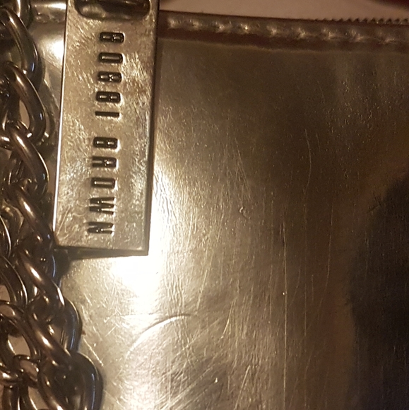 Bobbi Brown Metallic Silver Makeup Bag Cosmetic Case Wristlet Wallet Purse - Picture 9 of 16